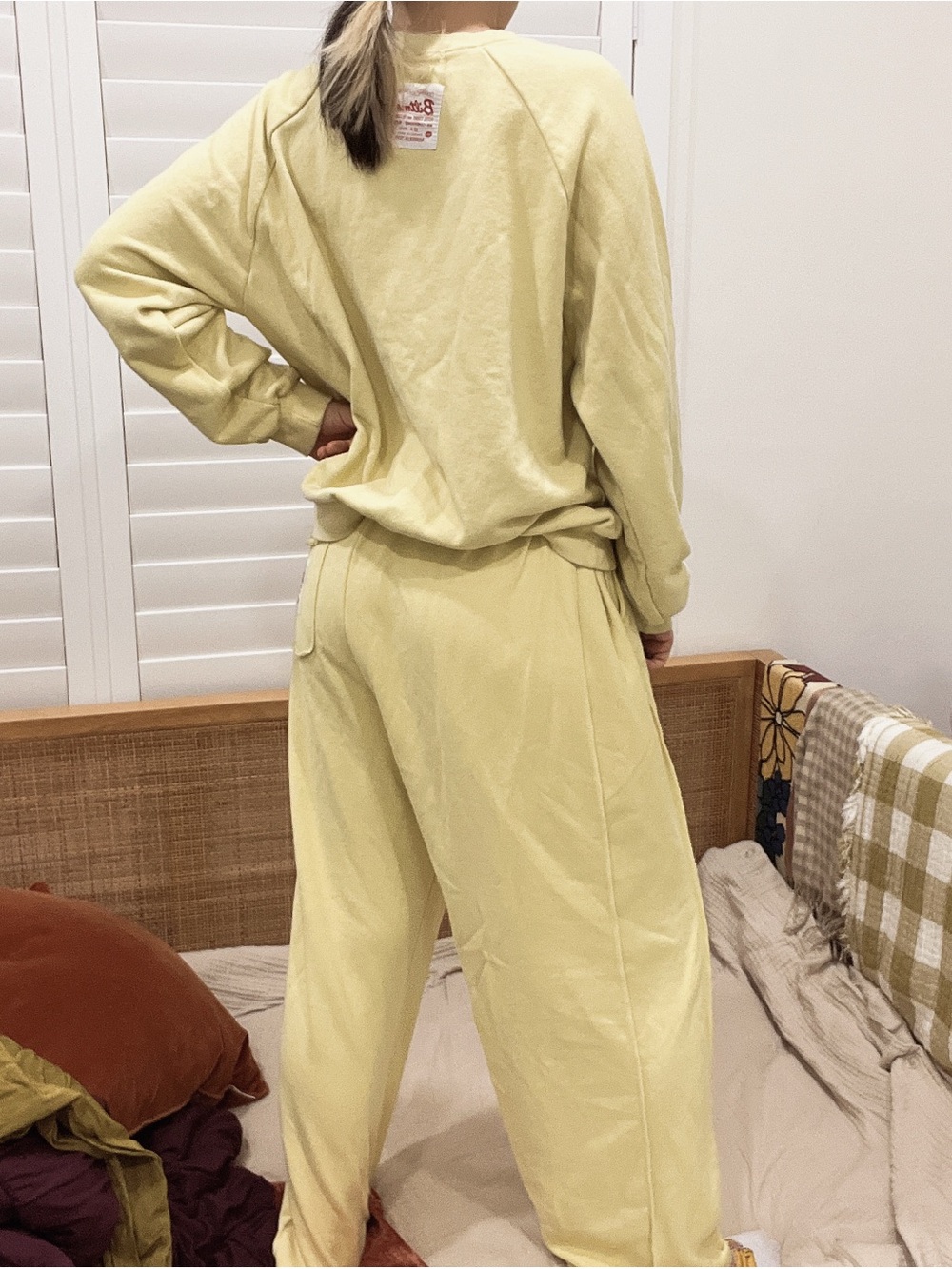 Relaxed Cotton Sweatshirt+Pants Set in Banana Pudding